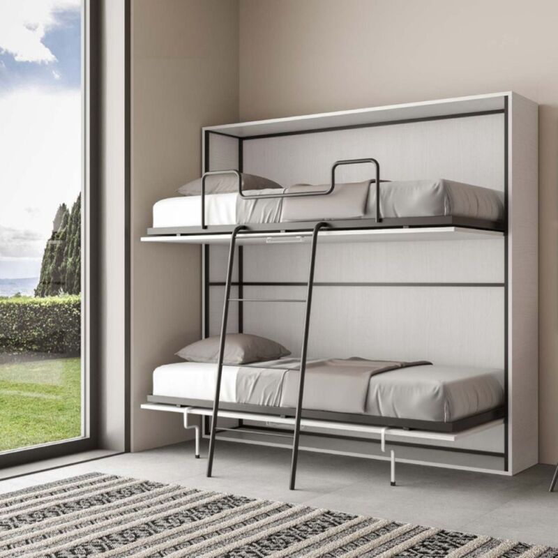 foto del prodotto letto a castello scomparsa orizzontale kando doppio bianco frassino