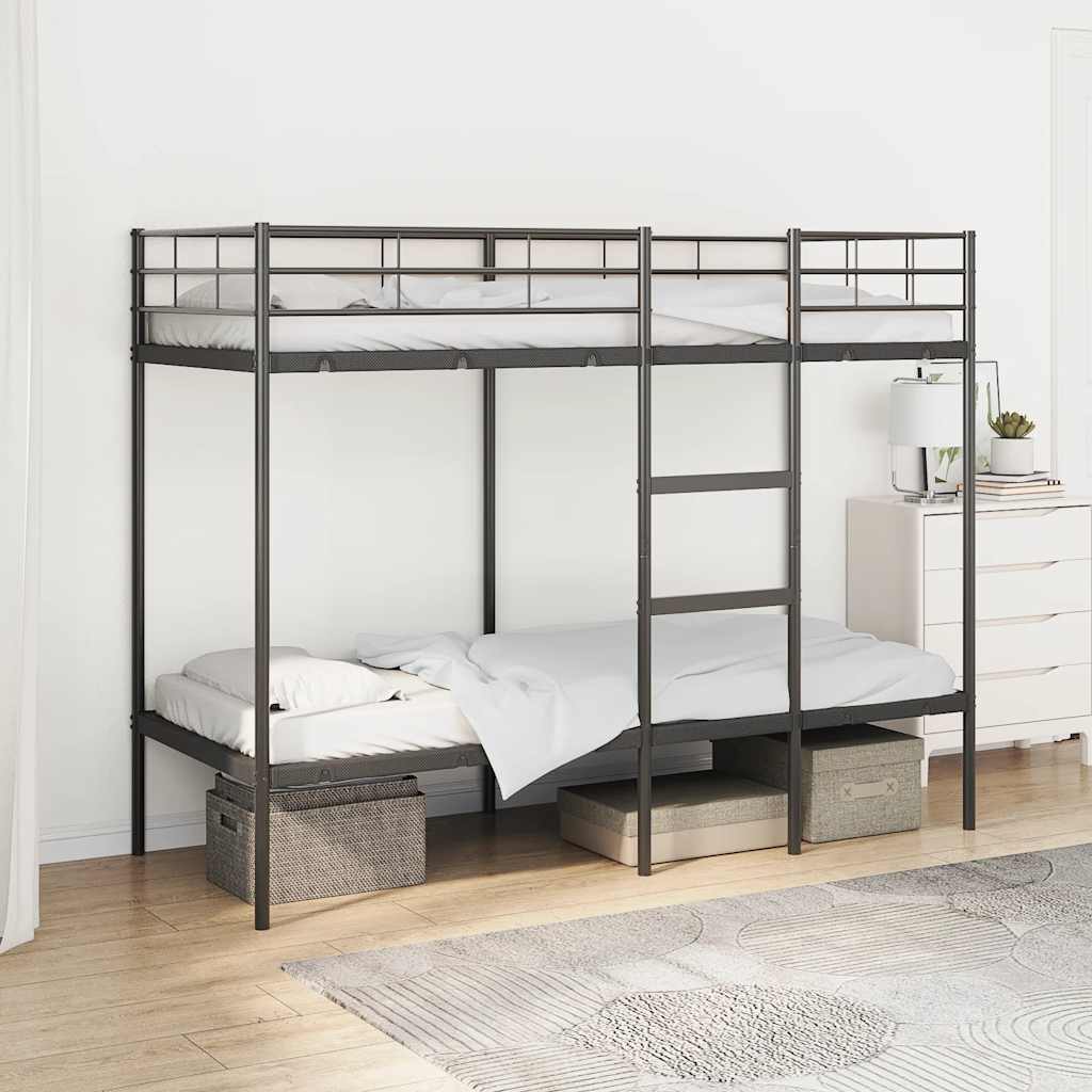 foto del prodotto letto a castello senza materasso nero 75x190 cm in acciaio