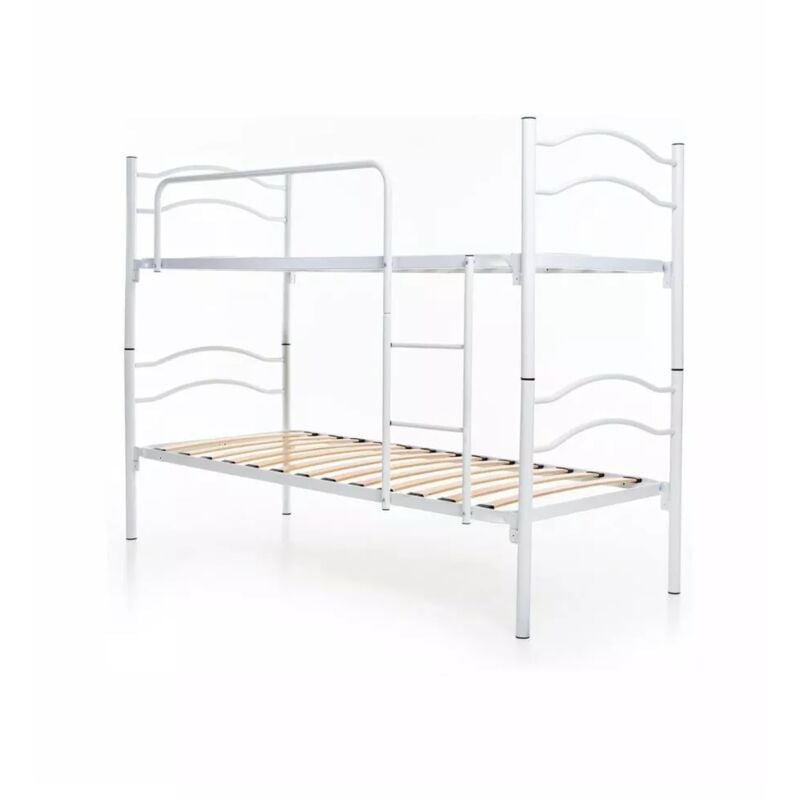 foto del prodotto letto a castello singolo scomponibile somnus in metallo bianco 203x145,5x83 cm