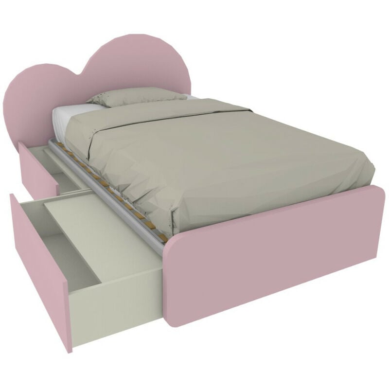 foto del prodotto letto a cuore 1 piazza e mezza con cassettoni - 120x190 cm - made in italy - cipriaf3c4ff
