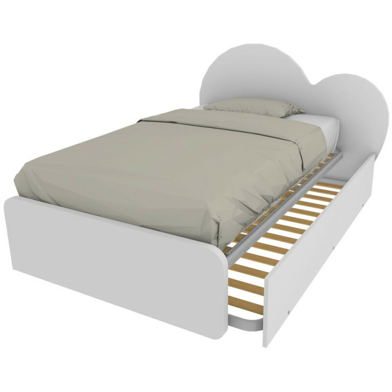 foto del prodotto letto a cuore 1 piazza e mezza con secondo letto estraibile perfetto per camerette bianco