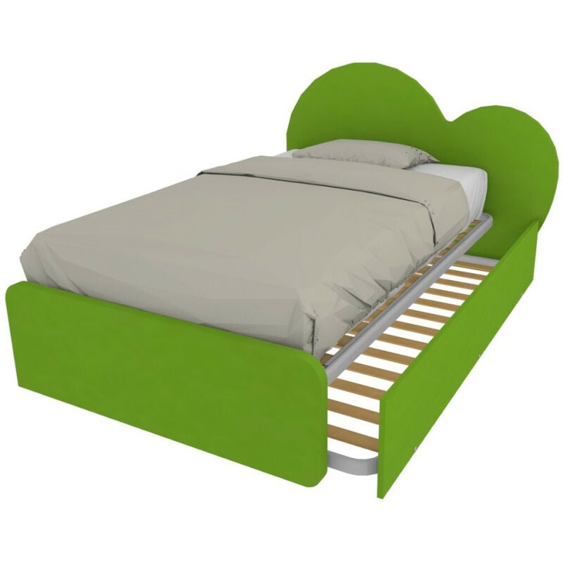 foto del prodotto letto a cuore 1 piazza e mezza con secondo letto estraibile perfetto per camerette verde mela