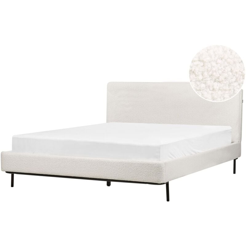 foto del prodotto letto a doghe bianco boucl imbottito 160 x 200 cm eu matrimoniale design moderno corio