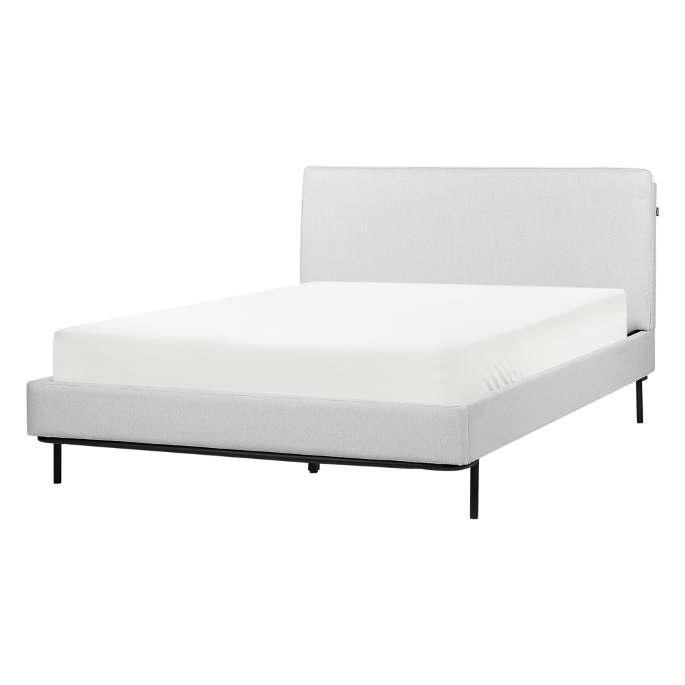 foto del prodotto letto a doghe grigio poliestere tessuto imbottito 140 x 200 cm eu matrimoniale design moderno