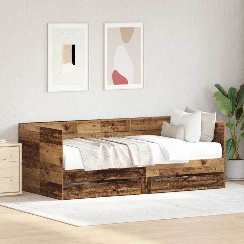 foto del prodotto letto a giorno con cassetto legno vecchio legno ingegnerizzato vidaxl