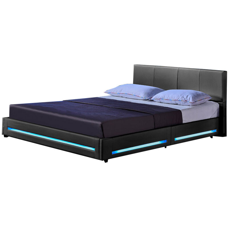 foto del prodotto letto a led asteroid colore grigio scuro, dimensioni 140 x 200 cm home deluxe