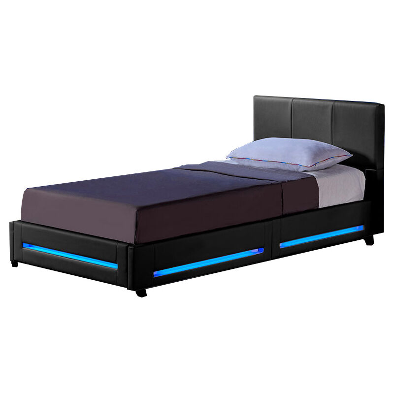 foto del prodotto letto a led asteroid colore grigio scuro, dimensioni 90 x 200 cm home deluxe