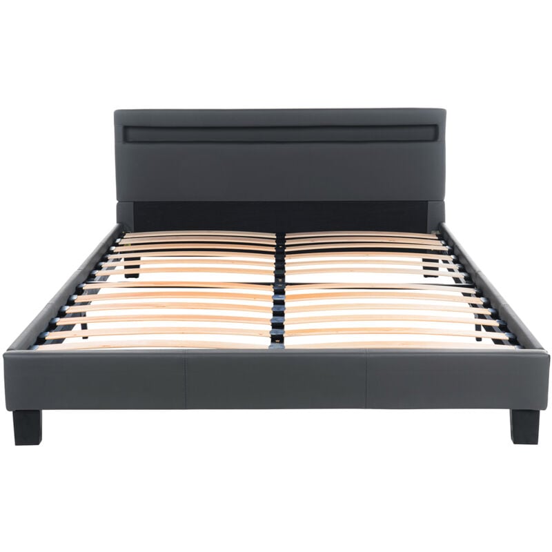 foto del prodotto letto a led astro colore grigio scuro, dimensioni 140 x 200 cm home deluxe