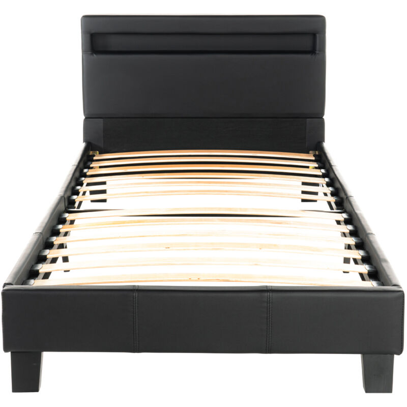 foto del prodotto letto a led astro colore nero, dimensioni 90 x 200 cm home deluxe