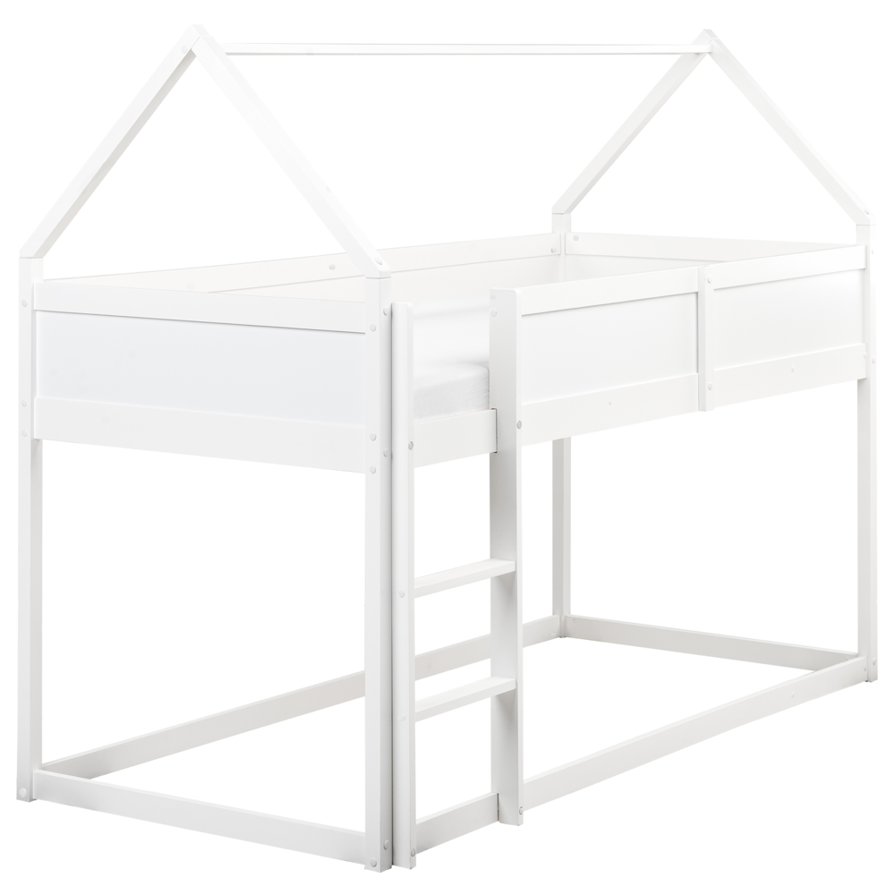 foto del prodotto letto a mezza altezza con rete a doghe 90 x 200 cm struttura per bambini in legno di pino bianco