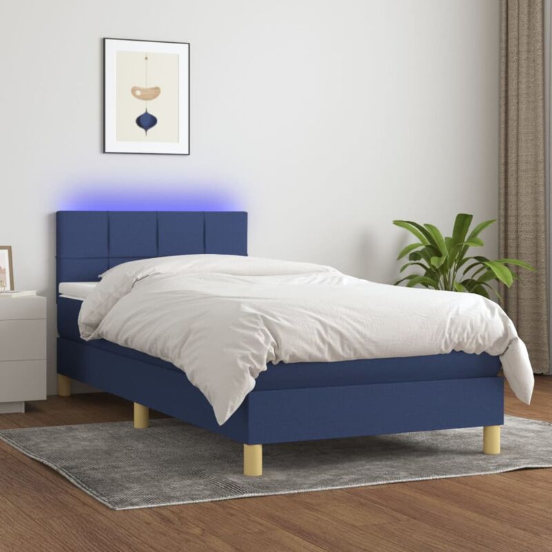 foto del prodotto letto a molle con materasso e led blu 80x200 cm in tessuto vidaxl 266641