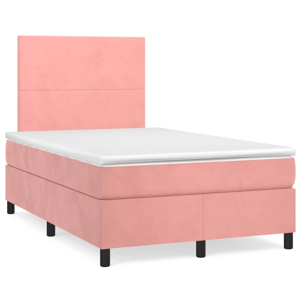 foto del prodotto letto a molle con materasso e led rosa 120x190 cm in velluto