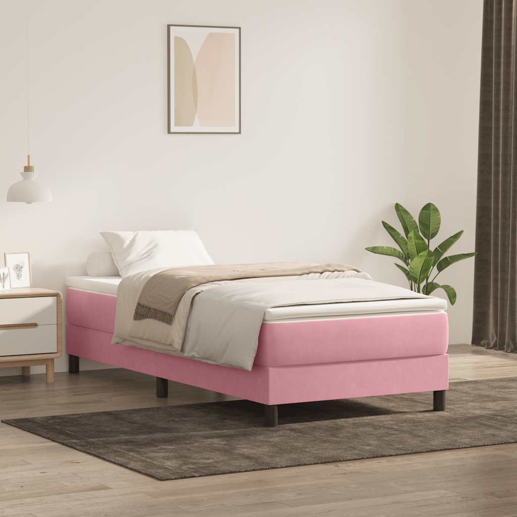 foto del prodotto letto a molle senza materasso rosa 80x220 cm velluto