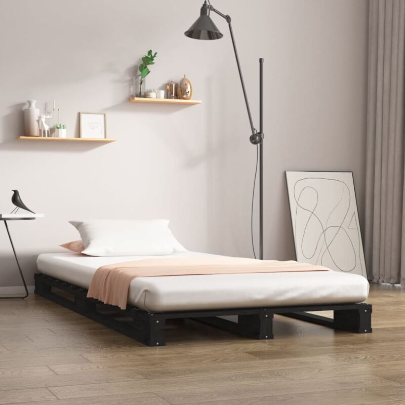foto del prodotto letto a pallet nero 75x190 cm small single legno di pino vidaxl