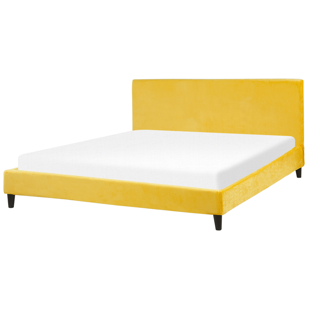 foto del prodotto letto a pannello eu super king size 180x200 cm 6ft yellow velluto rete a doghe contemporaneo