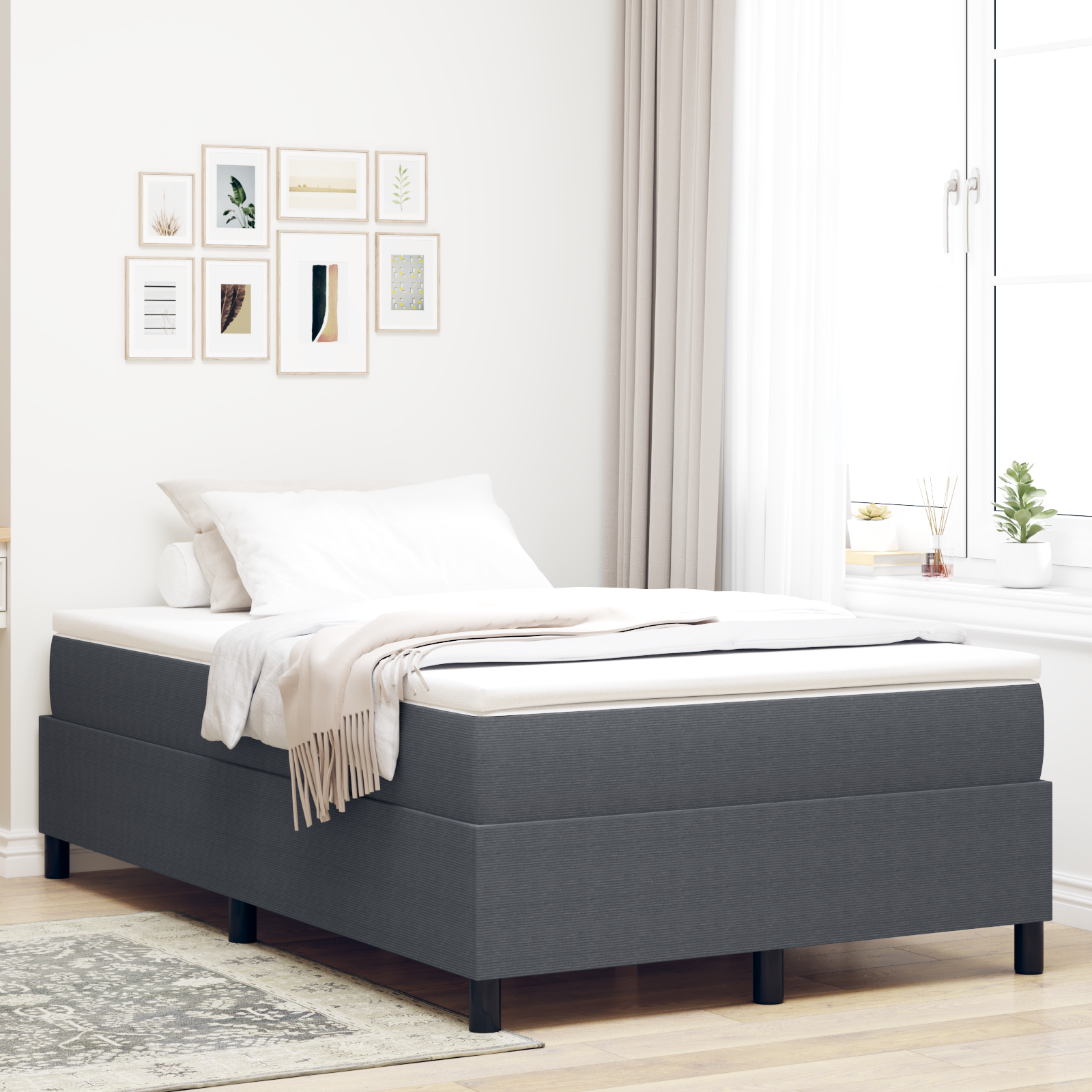 foto del prodotto letto a rete grigio scuro 120x200 cm in tessuto corduroy
