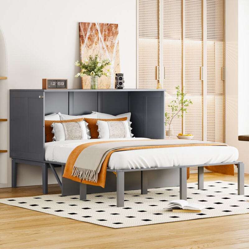 foto del prodotto letto a scomparsa 140x200 cm, letto a scomparsa con rete a doghe, letto a scomparsa a parete, letto a scomparsa verticale con rete a doghe, letto per