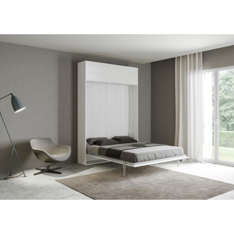 foto del prodotto letto a scomparsa a una piazza e mezza 120 cm con pensile kentaro bianco