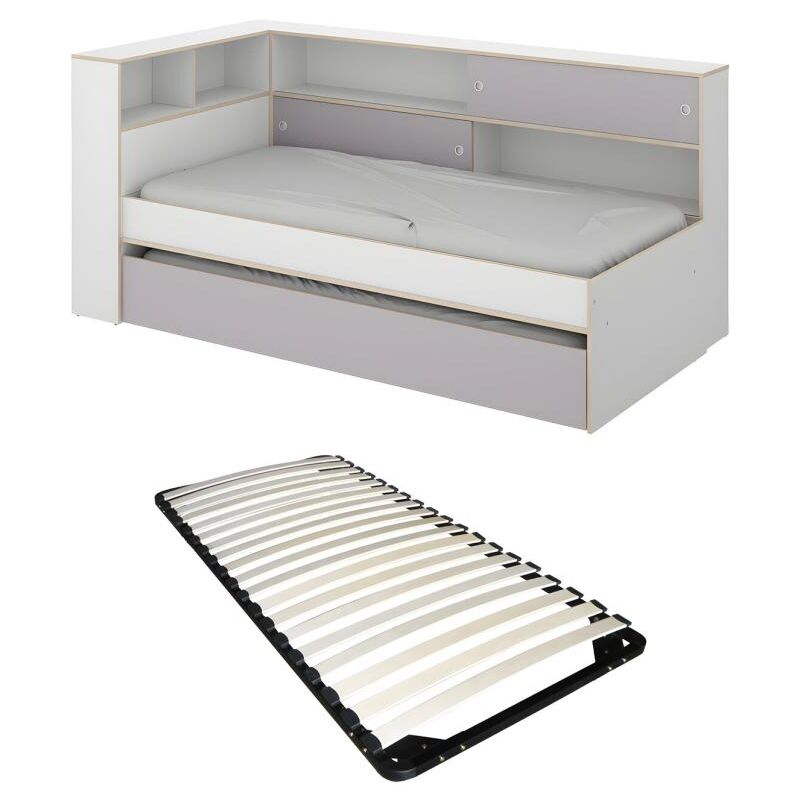 foto del prodotto letto a scomparsa con vani 90 x 200 e 90 x 190 cm bianco e grigio rete losiana