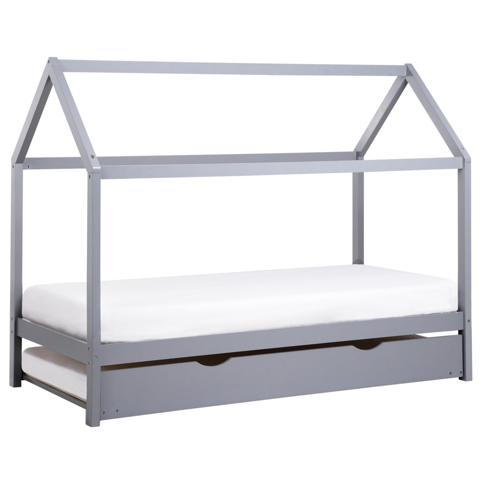 foto del prodotto letto a scomparsa della casa per bambini in legno di pino grigio ue misura singola 90 x 200 cm letto con base a doghe per la cameretta moderna dei bambini.