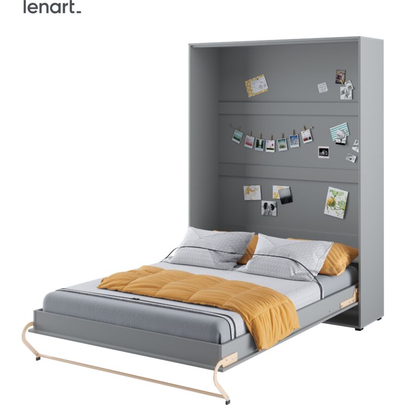 foto del prodotto letto a scomparsa lenart concept pro cp01 140x200 verticale grigio opaco