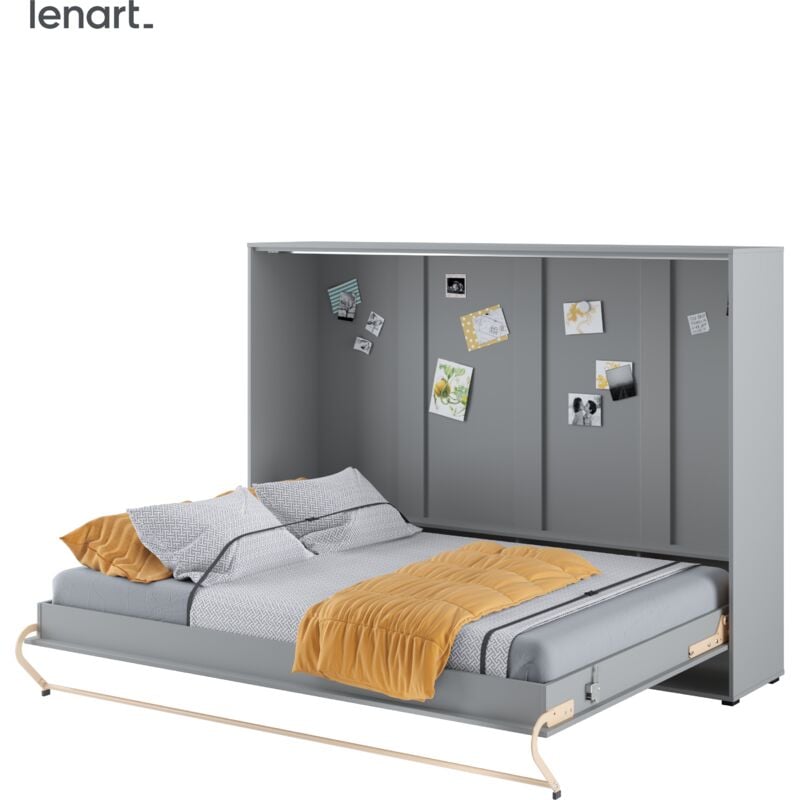 foto del prodotto letto a scomparsa lenart concept pro cp04 140x200 orizzontale grigio opaco
