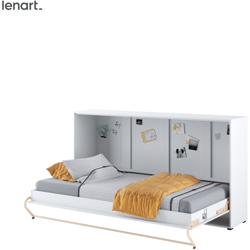 foto del prodotto letto a scomparsa lenart concept pro cp06 90x200 orizzontale bianco lucido