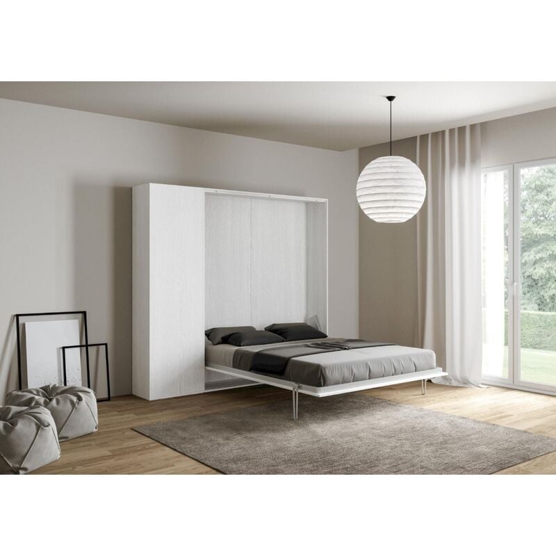 foto del prodotto letto a scomparsa matrimoniale 160 cm con colonna bianco kentaro