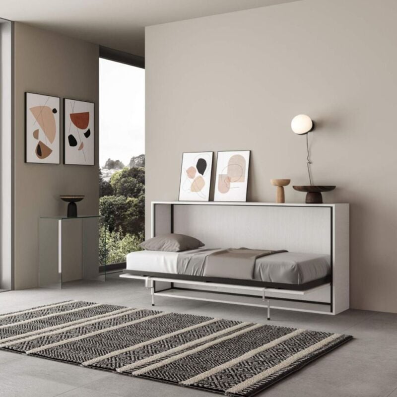 foto del prodotto letto a scomparsa orizzontale kando singolo bianco frassino