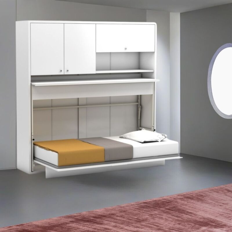 foto del prodotto letto a scomparsa singolo con scrivania estraibile colore bianco 207 cm nitro
