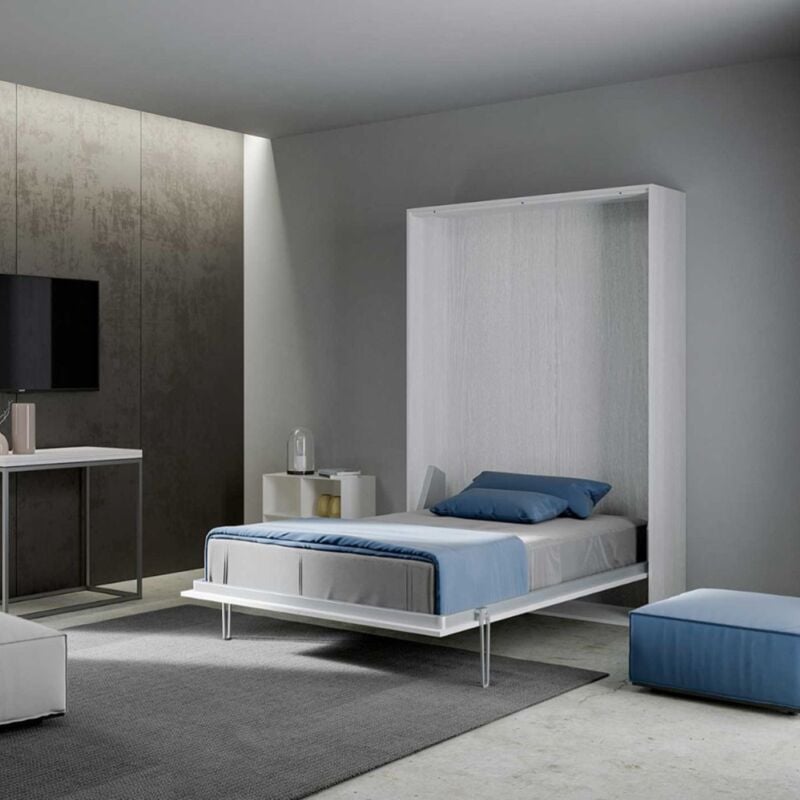 foto del prodotto letto a scomparsa verticale 140 cm stile francese bianco frassino kentaro