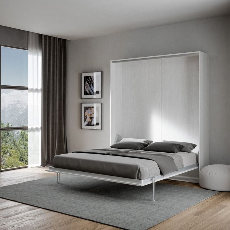 foto del prodotto letto a scomparsa verticale matrimoniale 160 cm bianco kentaro