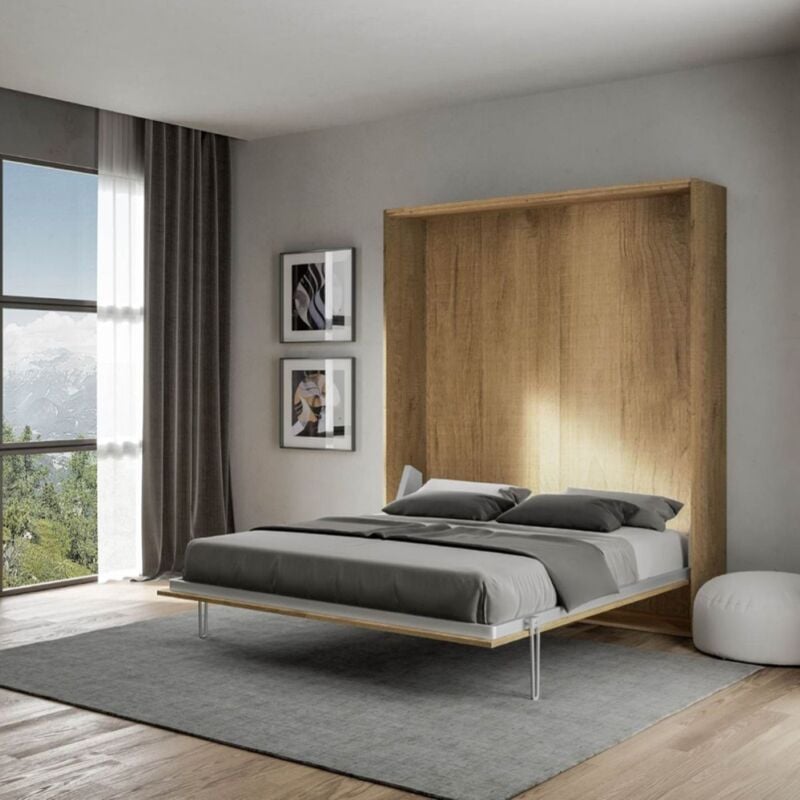 foto del prodotto letto a scomparsa verticale matrimoniale 160 cm quercia kentaro