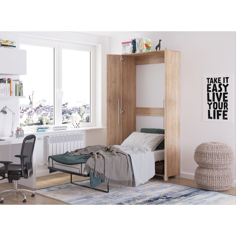 foto del prodotto letto a scomparsa verticale teddy 90x200cm in rovere sonoma