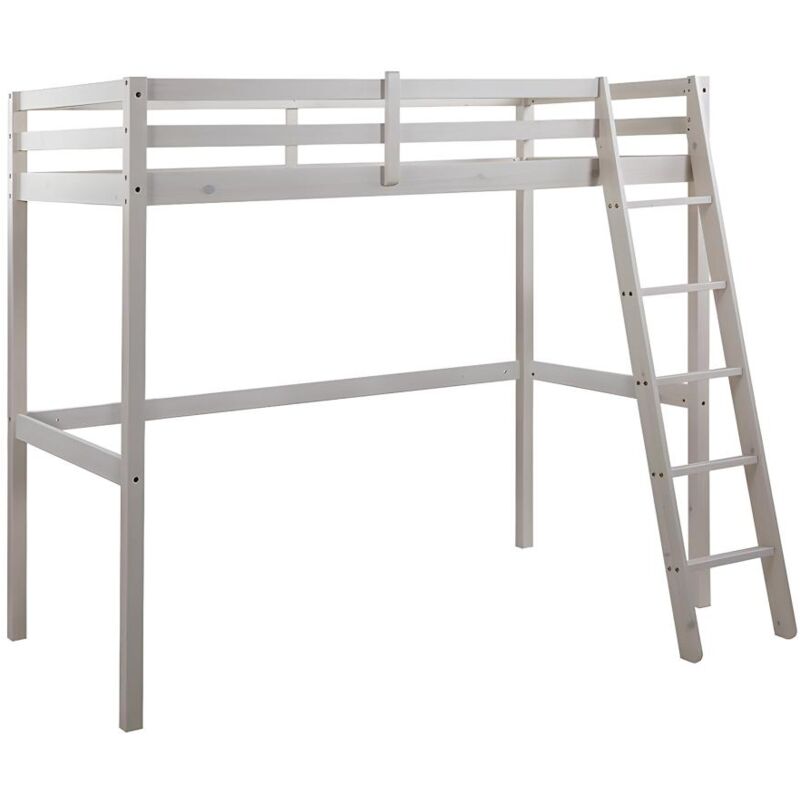 foto del prodotto letto a soppalco 90x190 cm in pino massello sbiancato gedeon