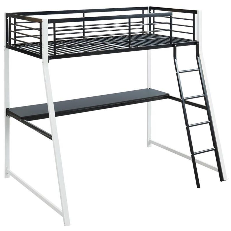 foto del prodotto letto a soppalco con scrivania integrata 90 x 190 cm bianco e nero malicia