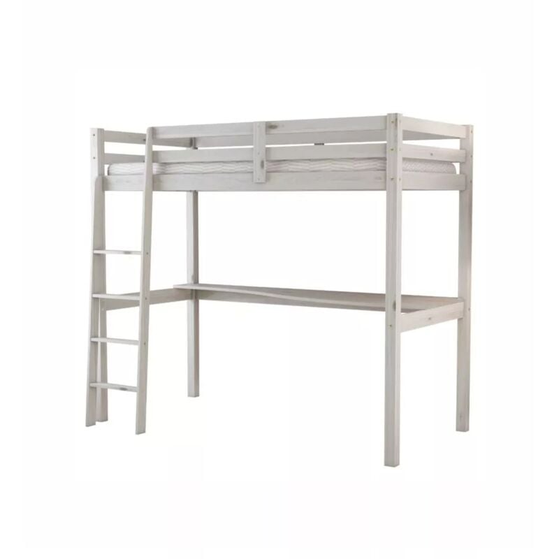 foto del prodotto letto a soppalco con scrivania nizza in pino massello bianco 90x190x176 cm