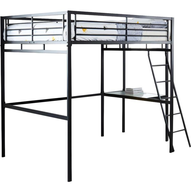foto del prodotto letto a soppalco con spazio scrivania 140 x 190 cm antracite casual ii