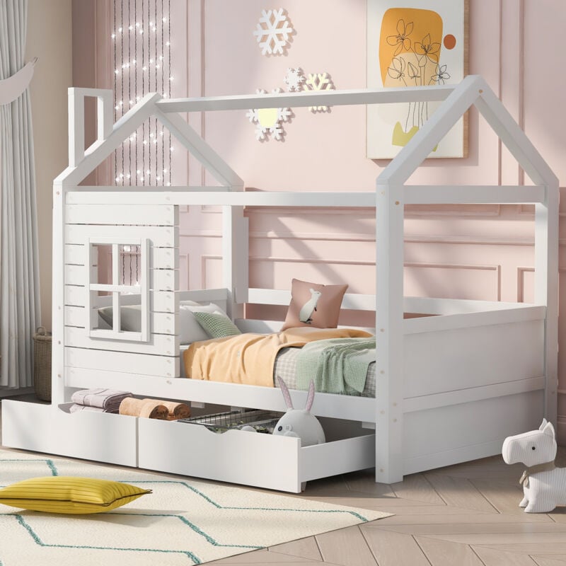 foto del prodotto letto a soppalco per bambini, letto per ragazzi, 90200, con protezione anticaduta, letto versatile in legno per bambini e bambine, letto in legno