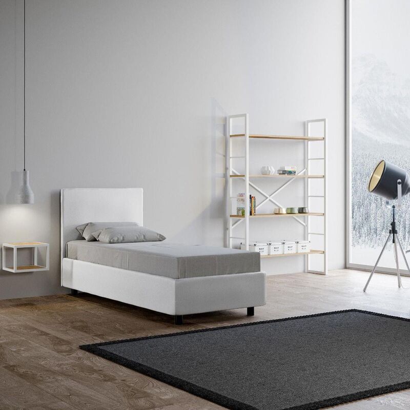 foto del prodotto letto adele singolo bianco con contenitore