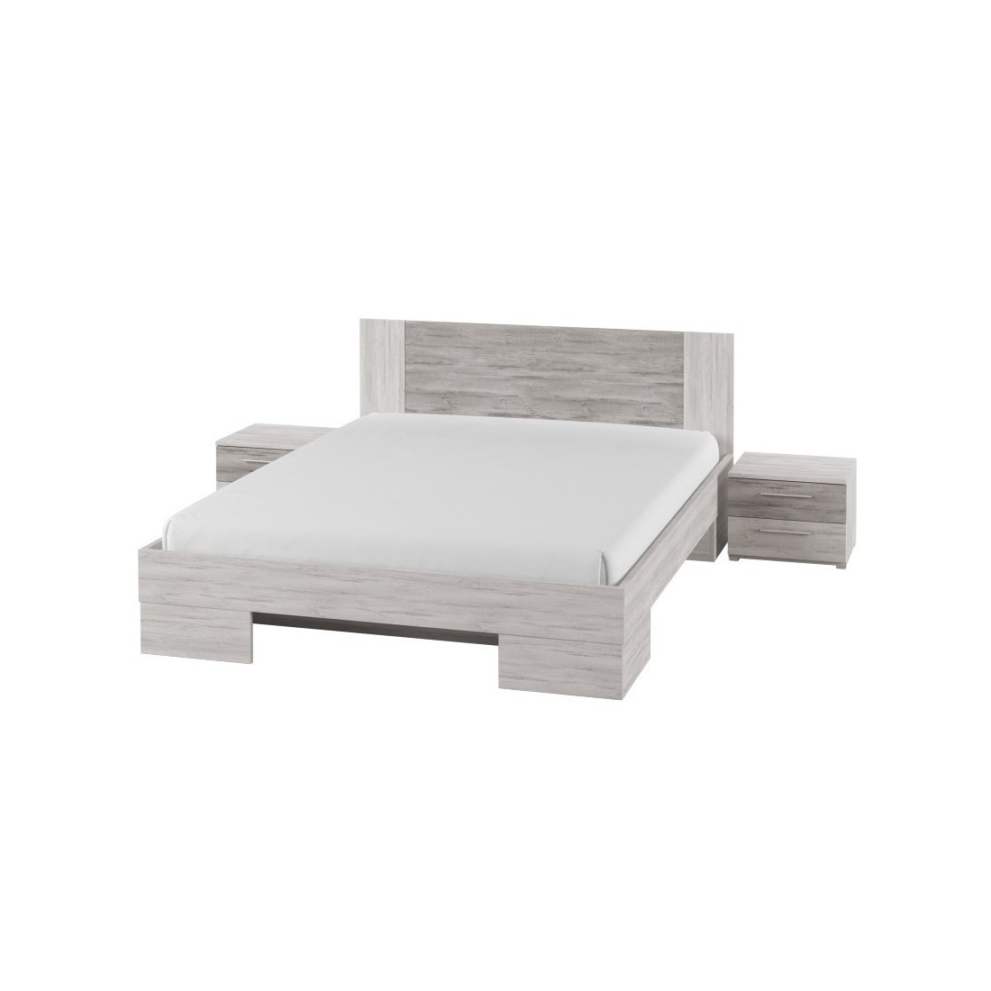 foto del prodotto letto adulto 160x200 collezione irina. comodini integrati. colori grigio chiaro e grigio scuro.