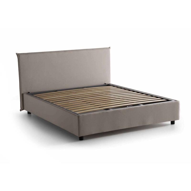 foto del prodotto letto alla francese angelic, letto contenitore in tessuto, apertura frontale, adatto per materasso cm 140x190, 100 made in italy, tortora talamo