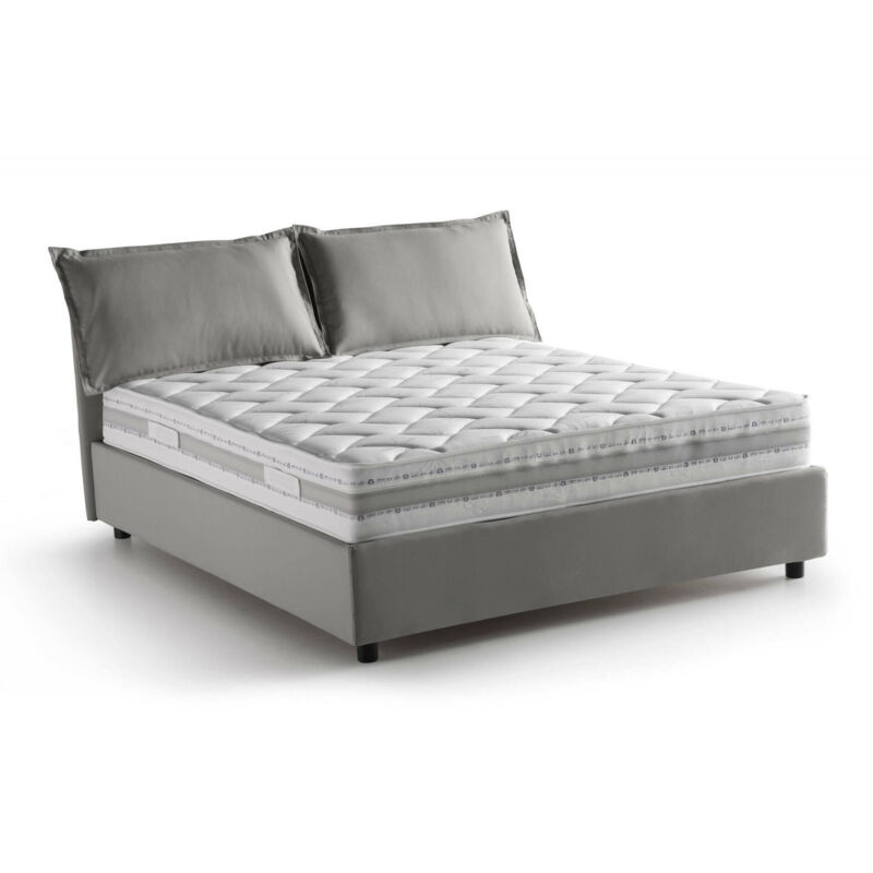 foto del prodotto letto alla francese arden, letto contenitore in tessuto, apertura frontale, con materasso cm 140x190 incluso, 100 made in italy, grigio talamo