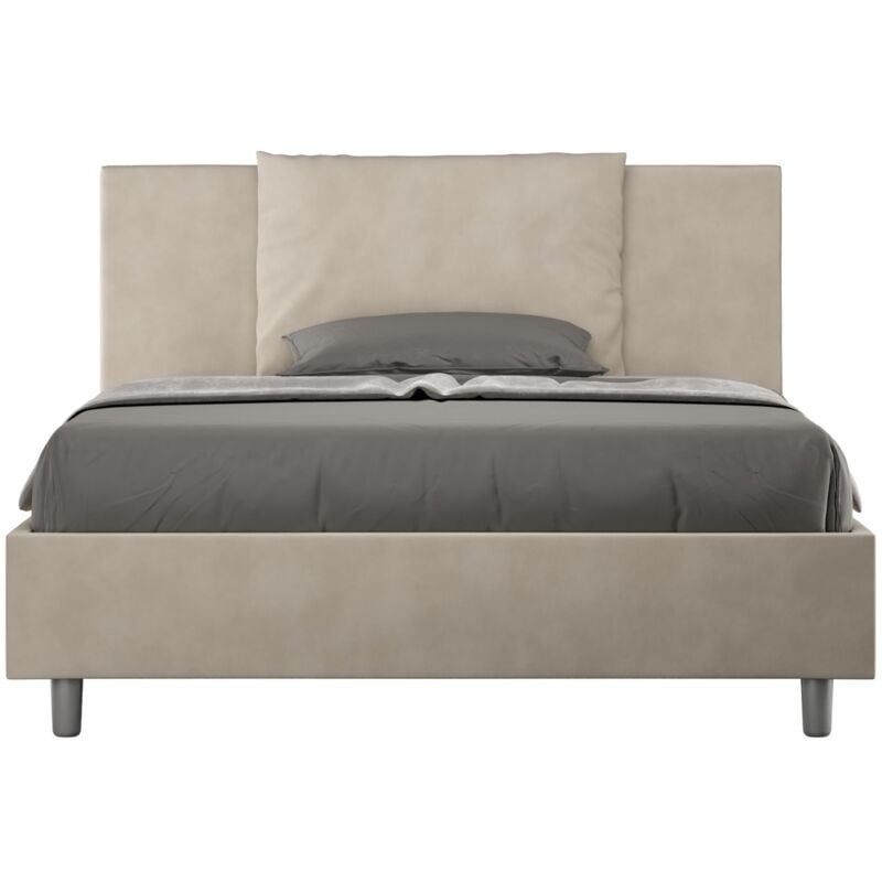 foto del prodotto letto alla francese rivestito in microfibra antea dimensione rete 140x190 tipologia letto con rete colore sabbia