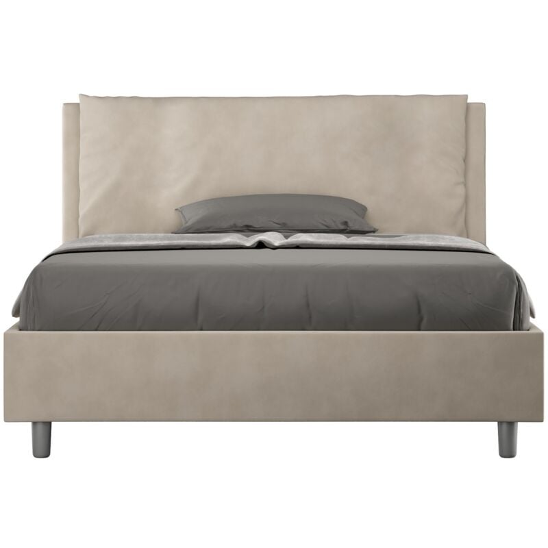 foto del prodotto letto alla francese rivestito in microfibra antea dimensione rete 140x190 tipologia letto con rete colore sabbia
