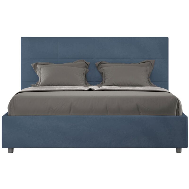 foto del prodotto letto alla francese rivestito in microfibra mika tipologia letto con rete e contenitore dimensione rete 140x210 colore blu