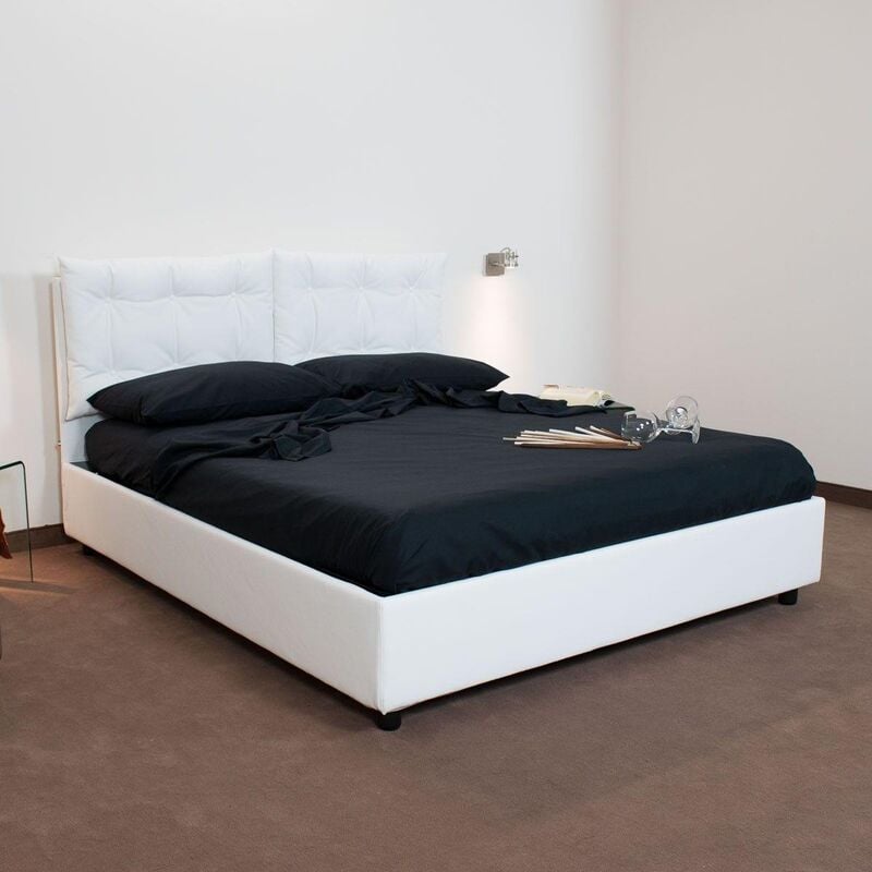 foto del prodotto letto annalisa bianco stile una piazza e mezza senza contenitore con rete a doghe