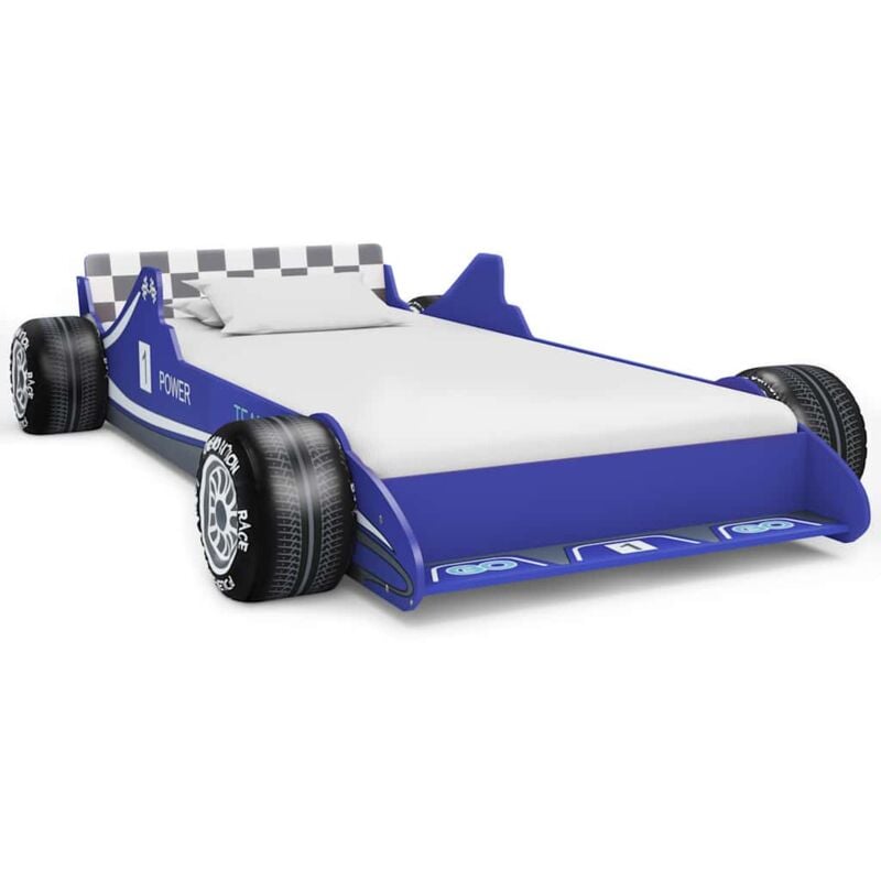 foto del prodotto letto bambini auto da corsa 90x200 cm in legno resistente vari colori modelli blu 90x200 cm