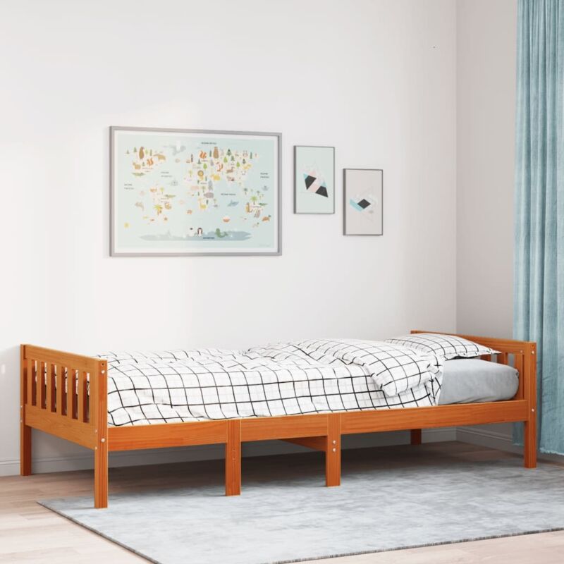 foto del prodotto letto bambini senza materasso marrone cera 75x190 cm legno pino vidaxl