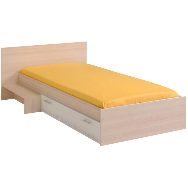 foto del prodotto letto bambino 1 cassetto 90 x 190 cm colore naturale e bianco iplia
